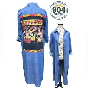 Salt-N-Pepa Upcycled Graphic Denim Duster
